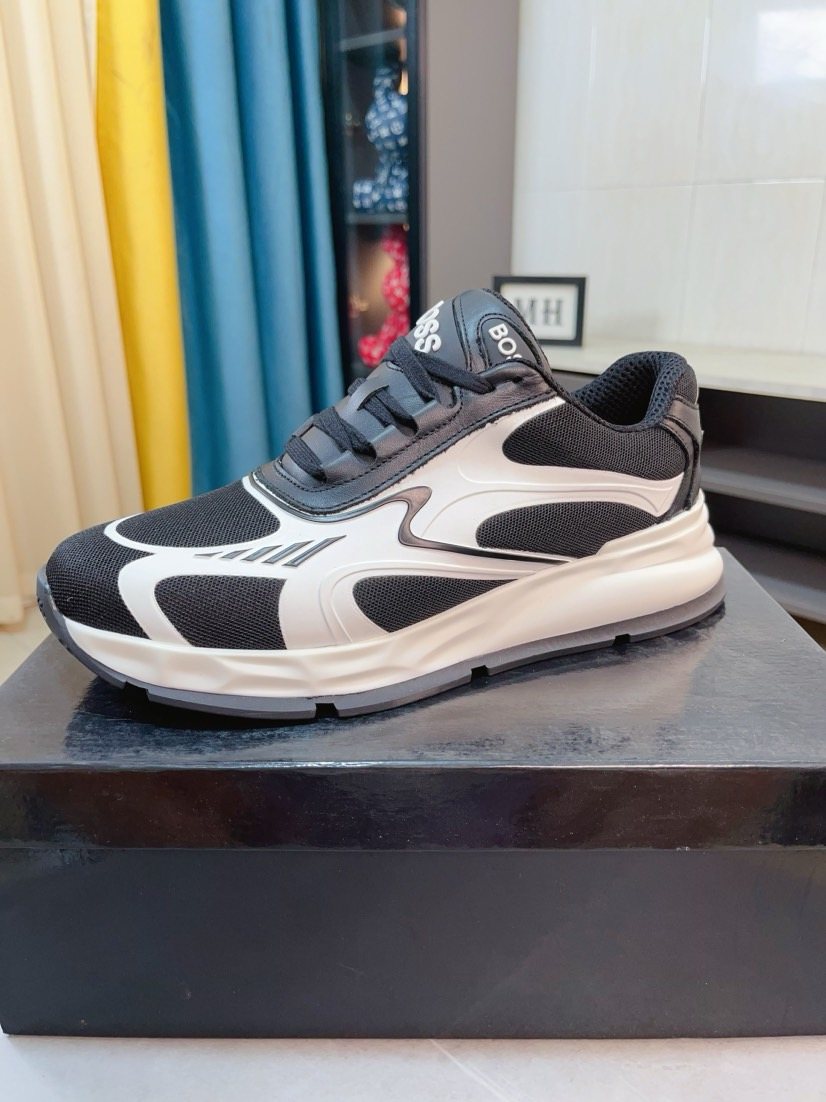 BOSS Men's Mesh Panel Athletic Sneakers
