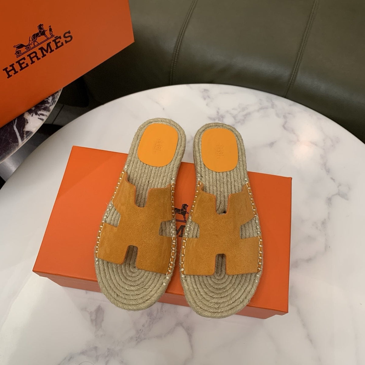 Hermès Men's H-Cut Braided Slide Sandals