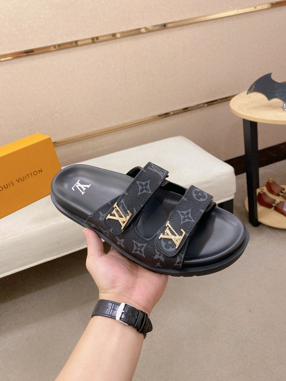Louis Vuitton Men's Double-Strap Slide Sandals