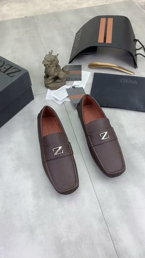 Zegna Square-Toe Leather Loafers