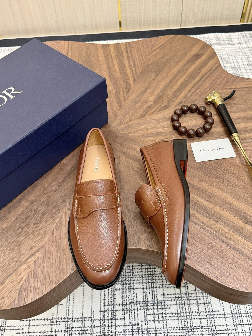 Dior Leather Moc-Toe Loafers - Stacked Heel
