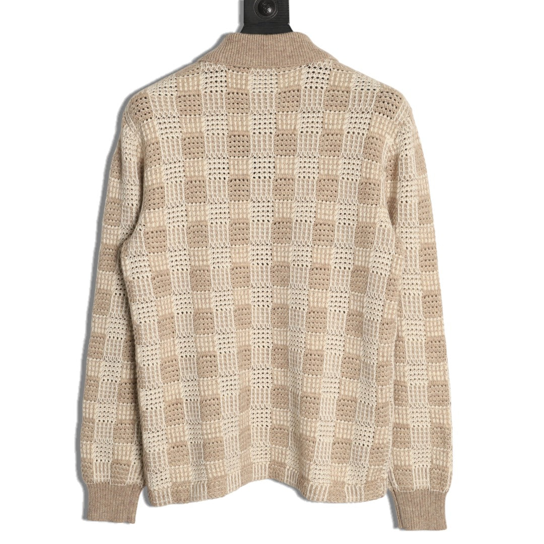 Louis Vuitton Checkered Jacquard Knit Cardigan