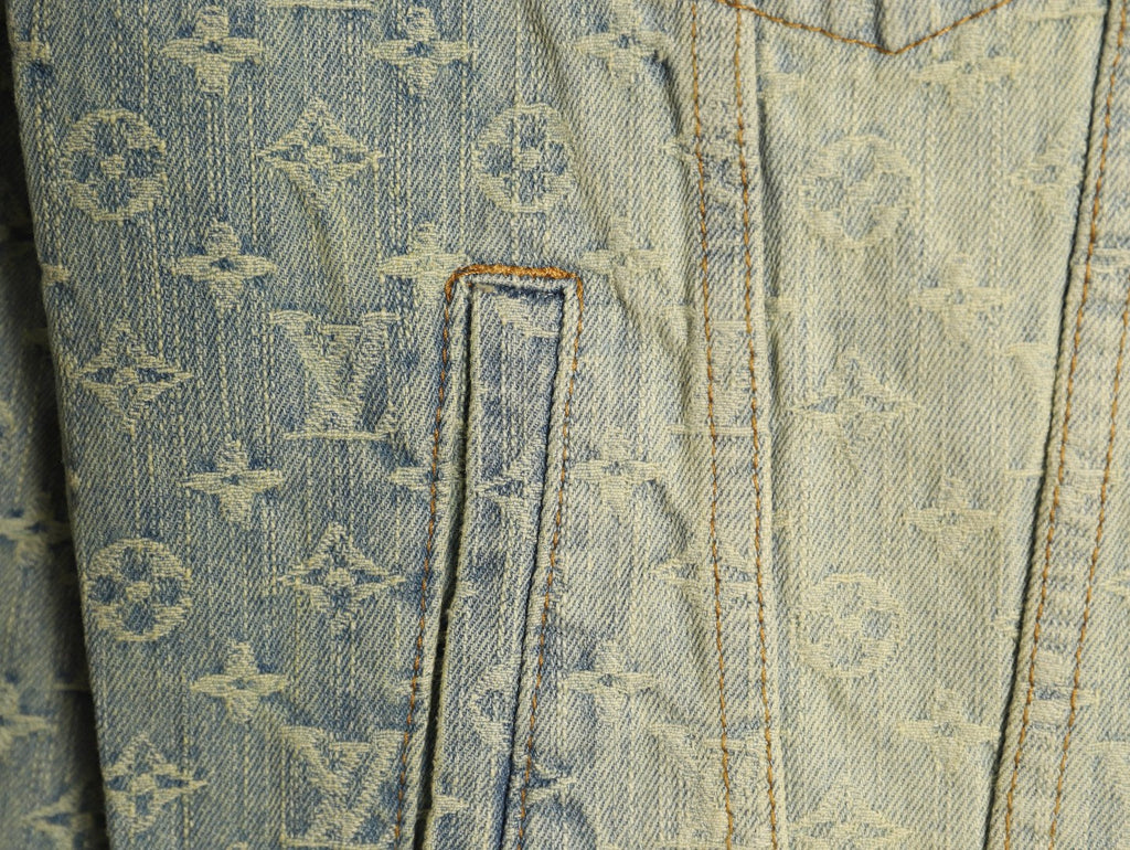 Louis Vuitton Monogram-Style Faded Denim Jacket - Gray